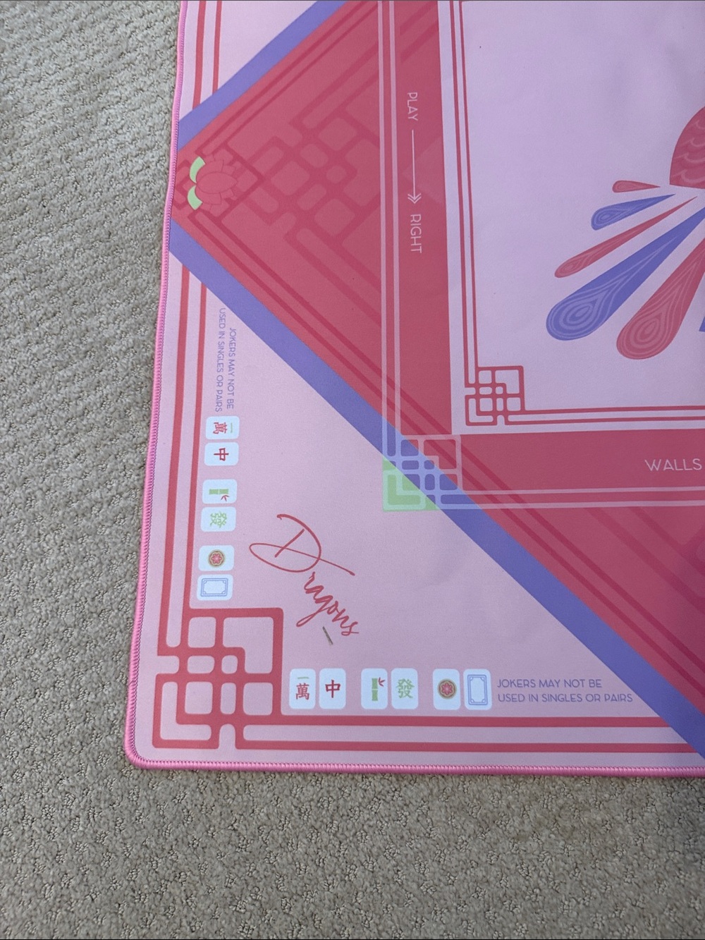 Oh My Mahjong Pink Bird Bam Mahjong Mat and Bag - Picture 5 of 7